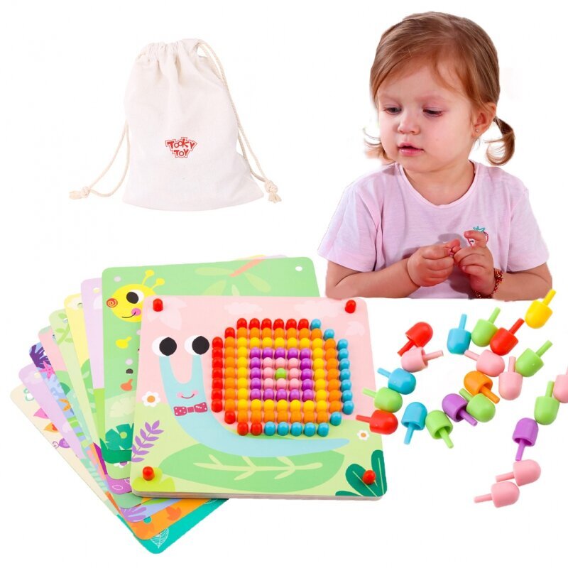 Vaikiška medinė dėlionė su kaisčiais, Tooky Toy kaina ir informacija | Dėlionės (puzzle) | pigu.lt