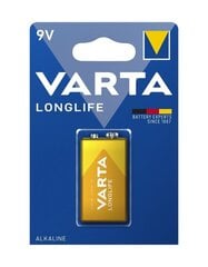 Щелочная батарейка Varta Longlife 9 V 6LR61 цена и информация | Батарейки | pigu.lt