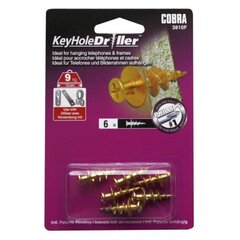Cobra KeyholeDriller Brass , naudojamas rėmams, kuriuose yra apvali skylė, 6 vnt. kaina ir informacija | Tvirtinimo detalės | pigu.lt