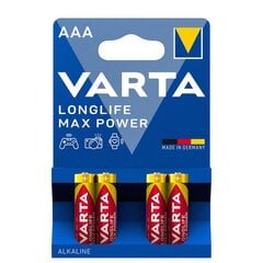 Elementai šarminiai AAA Longlife Max Power (4vnt) Varta kaina ir informacija | Elementai | pigu.lt