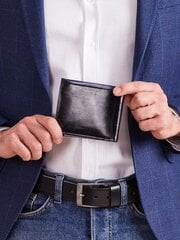 черный горизонтальный открытый мужской кошелек с кобальтовой вставкой цена и информация | Мужские кошельки | pigu.lt
