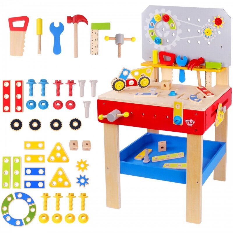 Medinis darbo stalas su įrankiais, Tooky Toy kaina ir informacija | Žaislai berniukams | pigu.lt