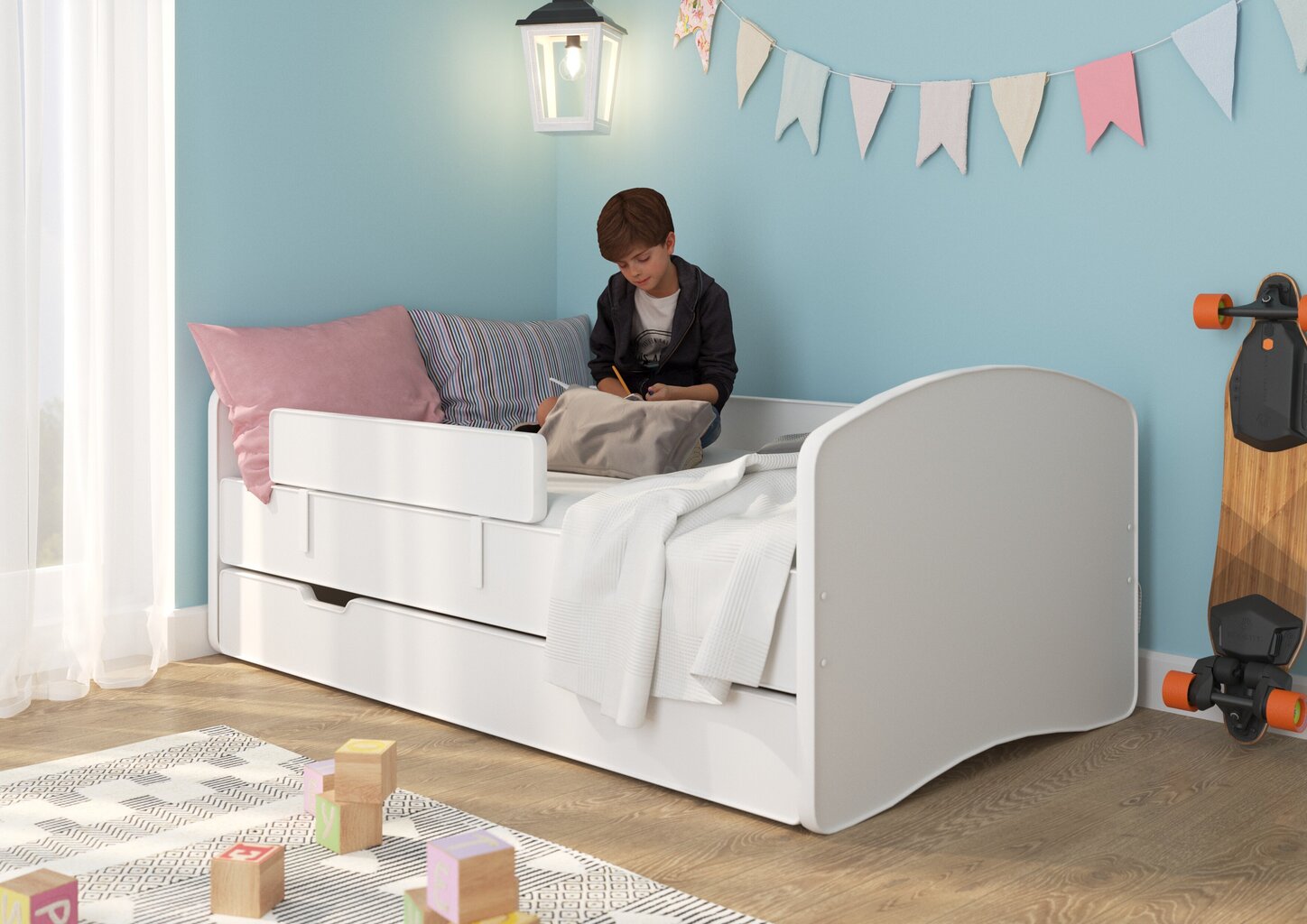 Vaikiška lova Alex, 70x140 cm, balta kaina ir informacija | Vaikiškos lovos | pigu.lt