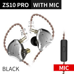 KZ Acoustics ZS10 Pro with microphone. Black in-ear earphones 3,5mm цена и информация | Теплая повязка на уши, черная | pigu.lt