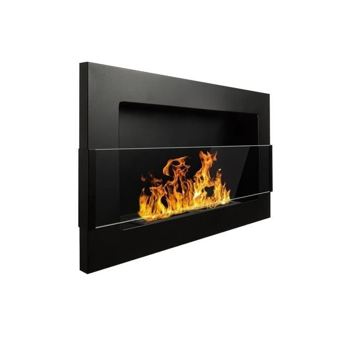 Pakabinamas įmontuojamas biožidinys Bioheat 650x400 TUV Black Glass kaina ir informacija | Židiniai, ugniakurai | pigu.lt