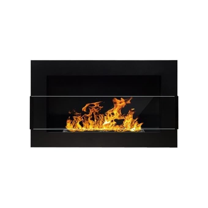 Pakabinamas įmontuojamas biožidinys Bioheat 650x400 TUV Black Less Glass цена и информация | Židiniai, ugniakurai | pigu.lt