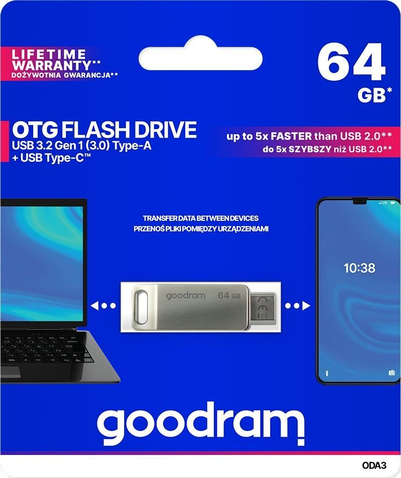 Goodram Pendrive 64GB USB 3.2 kaina ir informacija | USB laikmenos | pigu.lt