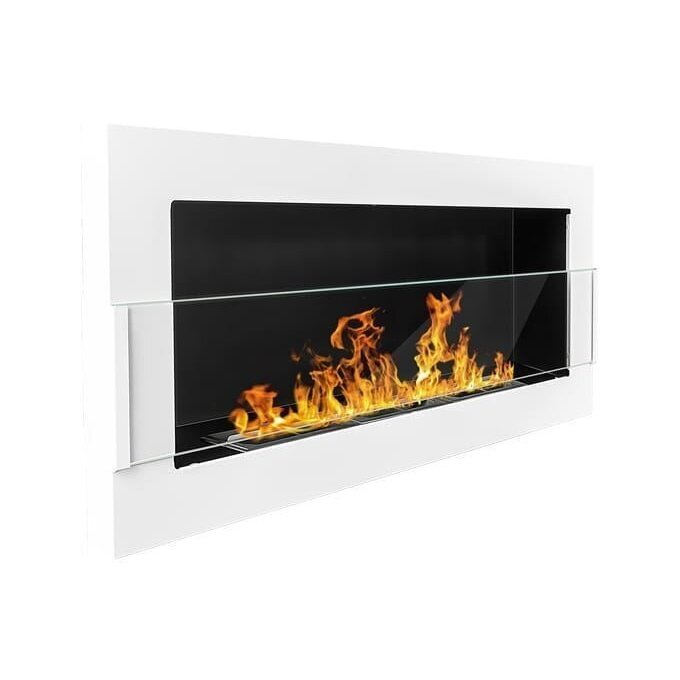 Pakabinamas įmontuojamas biožidinys Bioheat 900x400 TUV White Less Glass kaina ir informacija | Židiniai, ugniakurai | pigu.lt