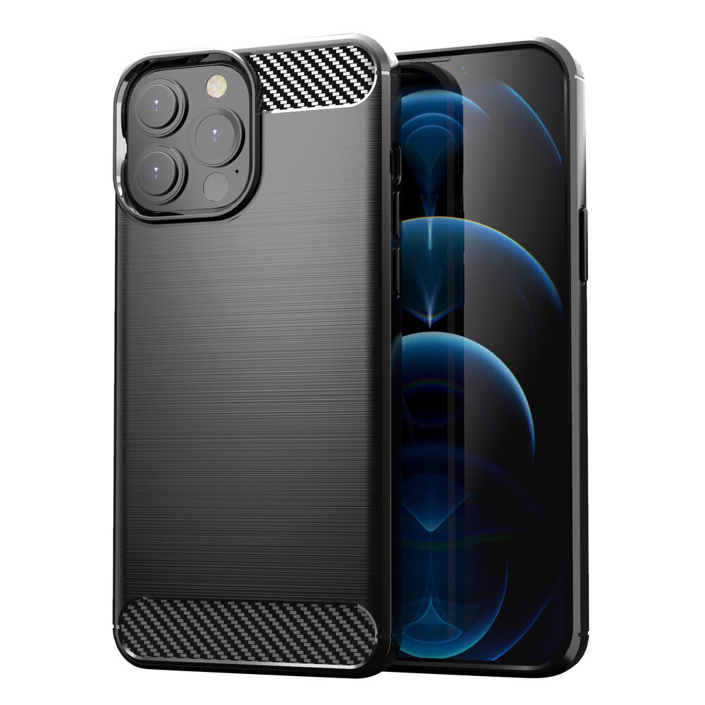 Hurtel Carbon Case skirtas iPhone 13 Pro Max, juodas цена и информация | Telefono dėklai | pigu.lt