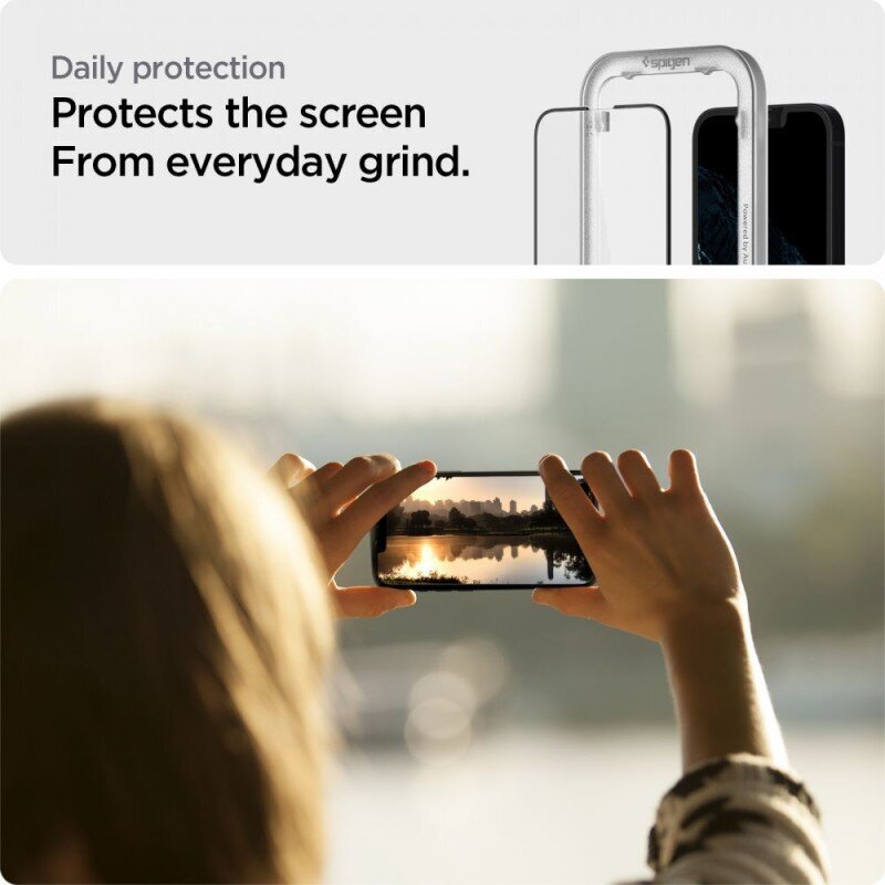 Spigen Alm Glass FC ekrano apsauginis stiklas iPhone 13 ir 13 Pro, 2 vnt. цена и информация | Apsauginės plėvelės telefonams | pigu.lt