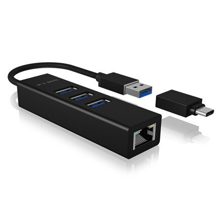 Raidsonic IB-HUB1419-LAN kaina ir informacija | Adapteriai, USB šakotuvai | pigu.lt