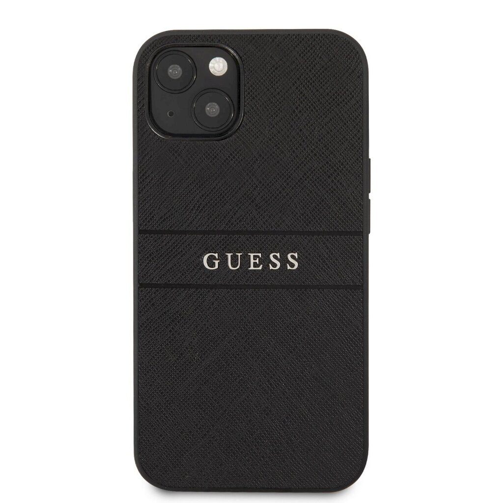 GUHCP13MPSASBBK Guess PU Leather Saffiano Case, skirtas iPhone 13, juodas kaina ir informacija | Telefono dėklai | pigu.lt