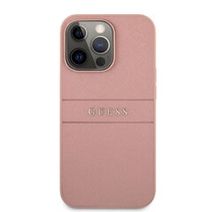 Guess Saffiano Stripe Back Case, skirtas Apple iPhone 13 Pro, rožinis kaina ir informacija | Telefono dėklai | pigu.lt