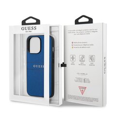 Guess PU Leather Saffiano Case, skirtas iPhone 13 Pro Max, mėlynas kaina ir informacija | Telefono dėklai | pigu.lt