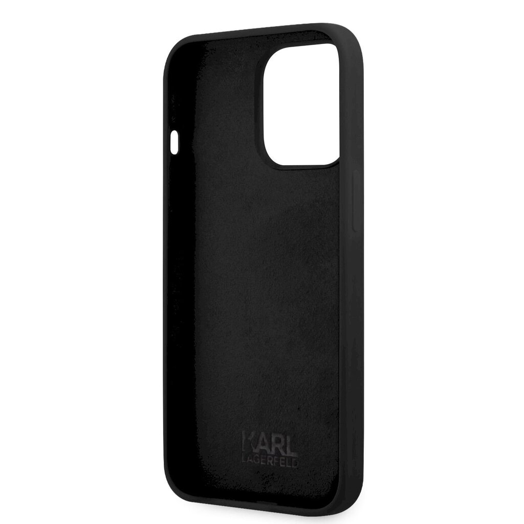 Karl Lagerfeld and Choupette Liquid Silicone Case, skirtas iPhone 13 Pro Max, juodas цена и информация | Telefono dėklai | pigu.lt