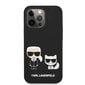 Karl Lagerfeld and Choupette Liquid Silicone Case, skirtas iPhone 13 Pro Max, juodas kaina ir informacija | Telefono dėklai | pigu.lt