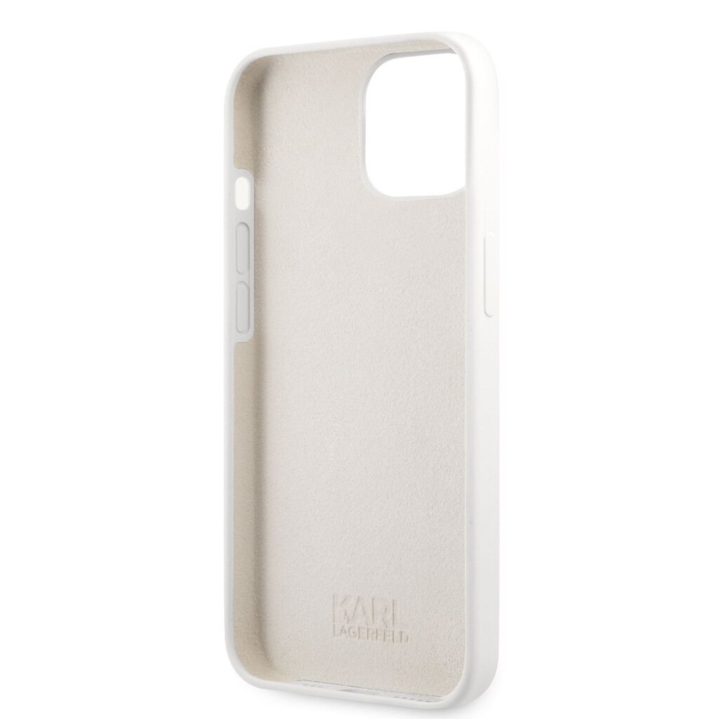 KLHCP13SSSKCW Karl Lagerfeld and Choupette Liquid Silicone Case, skirtas iPhone 13 mini, baltas kaina ir informacija | Telefono dėklai | pigu.lt