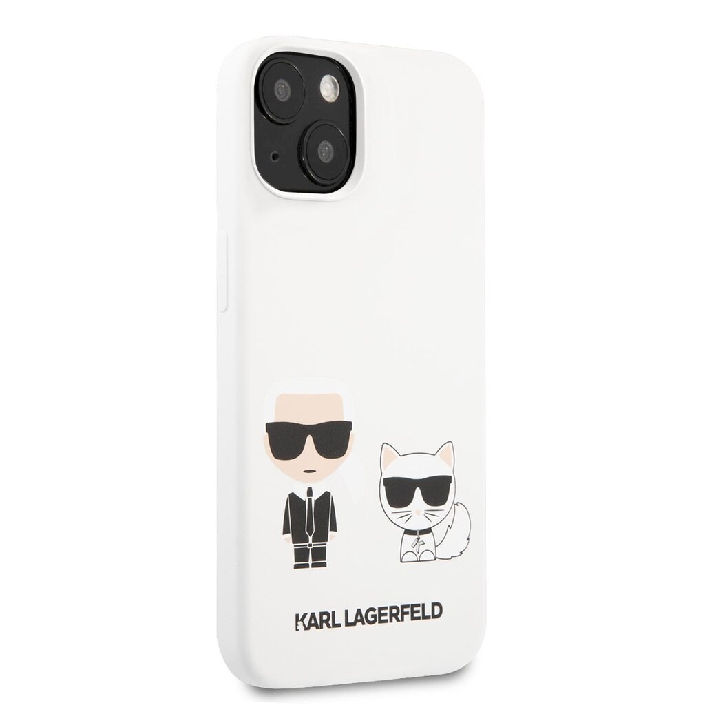 KLHCP13SSSKCW Karl Lagerfeld and Choupette Liquid Silicone Case, skirtas iPhone 13 mini, baltas цена и информация | Telefono dėklai | pigu.lt
