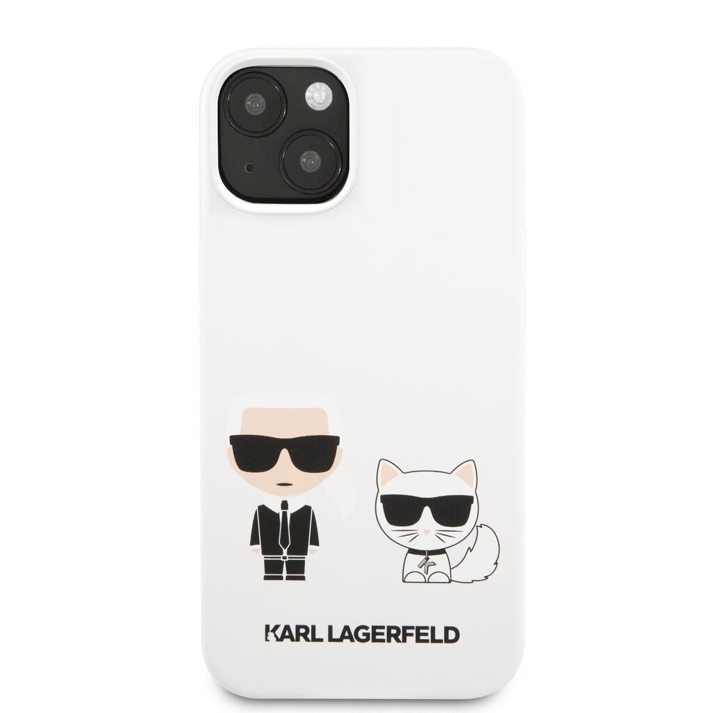 KLHCP13SSSKCW Karl Lagerfeld and Choupette Liquid Silicone Case, skirtas iPhone 13 mini, baltas kaina ir informacija | Telefono dėklai | pigu.lt