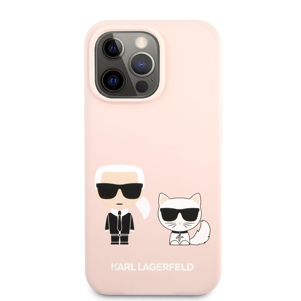 Karl Lagerfeld and Choupette Liquid Silicone Case, skirtas iPhone 13 Pro, rožinis kaina ir informacija | Telefono dėklai | pigu.lt