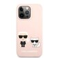 Karl Lagerfeld and Choupette Liquid Silicone Case, skirtas iPhone 13 Pro, rožinis kaina ir informacija | Telefono dėklai | pigu.lt