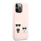 Karl Lagerfeld and Choupette Liquid Silicone Case, skirtas iPhone 13 Pro, rožinis kaina ir informacija | Telefono dėklai | pigu.lt