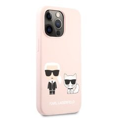 Karl Lagerfeld and Choupette Liquid Silicone Case, skirtas iPhone 13 Pro Max, rožinis kaina ir informacija | Telefono dėklai | pigu.lt