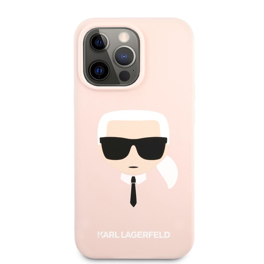 Karl Lagerfeld Liquid Silicone Karl Head Case, skirtas iPhone 13 Pro Max, rožinis kaina ir informacija | Telefono dėklai | pigu.lt