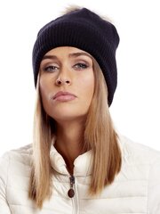 черная кепка с широкой резинкой и меховым помпоном цена и информация | Женские шапки | pigu.lt