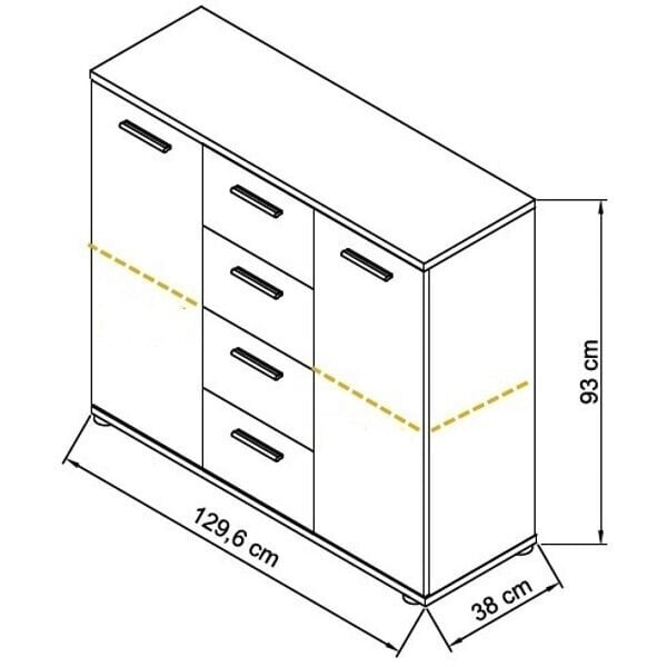 Komoda Forte Winnie, šviesiai ruda/balta цена и информация | Komodos | pigu.lt