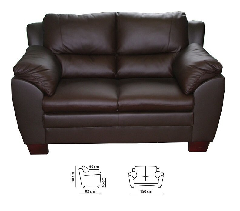 Sofa Emma 2S, tamsiai ruda kaina ir informacija | Sofos | pigu.lt