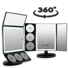 Жерар Бринар со светодиодной подсветкой Зеркало для макияжа / Зеркало настольное на ножке, складное (37x47x15 см) цена и информация | Косметички, косметические зеркала | pigu.lt