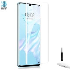 Riff Полной поверхности Защитное стекло + UV Лампа + Nano Клей для Huawei P30 Pro с закругленными краями цена и информация | Защитные пленки для телефонов | pigu.lt