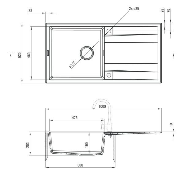 Deante granitinė virtuvinė plautuvė Deante Eridan ZQE G713, Metallic graphite kaina ir informacija | Virtuvinės plautuvės | pigu.lt