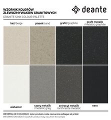 Deante granitinė virtuvinė plautuvė Deante Eridan ZQE G11B, Metallic graphite цена и информация | Раковины на кухню | pigu.lt