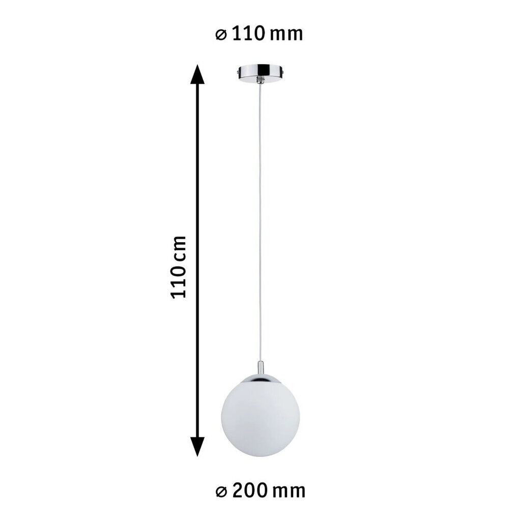 Pakabinamas šviestuvas Paulmann Globe D20 Max. 20W E27 IP44 230V Satin / chromuotas stiklas be lemputės kaina ir informacija | Pakabinami šviestuvai | pigu.lt