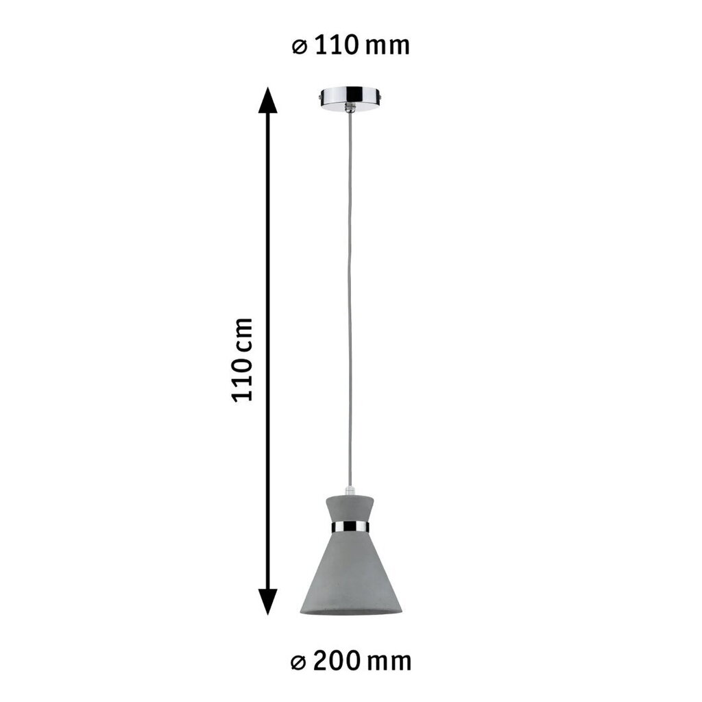 Pakabinamas šviestuvas Paulmann VerveMax .20W E27 IP44 230V pilkas / chromuotas betonas be lemputės цена и информация | Pakabinami šviestuvai | pigu.lt