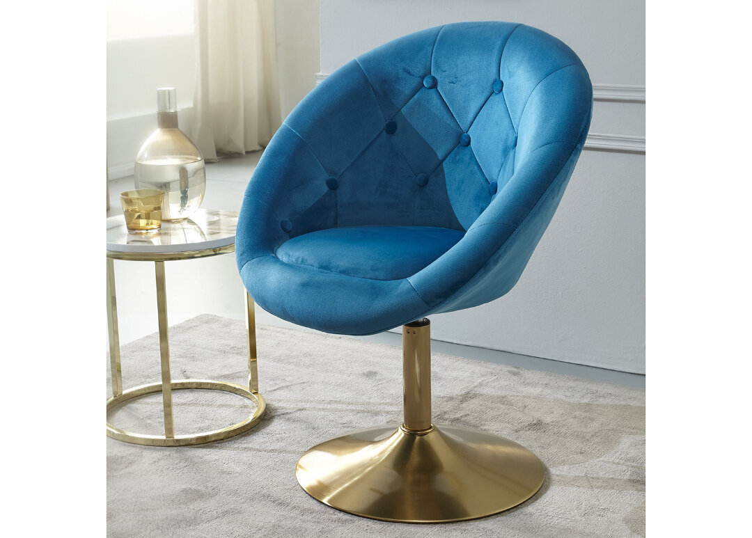 Kėdė, mėlyna/auksinė kaina ir informacija | Virtuvės ir valgomojo kėdės | pigu.lt