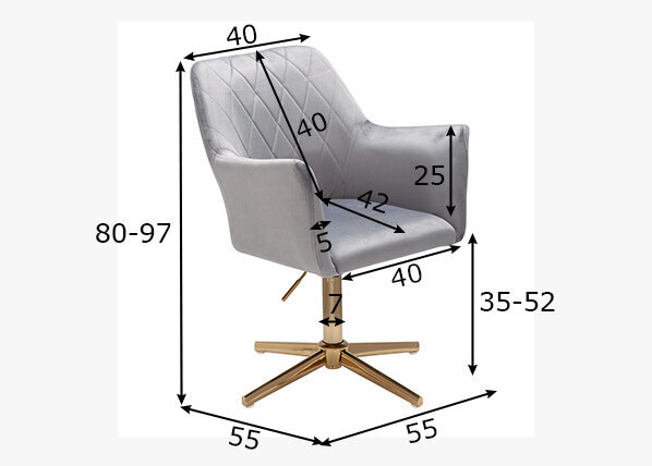 Biuro kėdė Sky, pilka kaina ir informacija | Biuro kėdės | pigu.lt