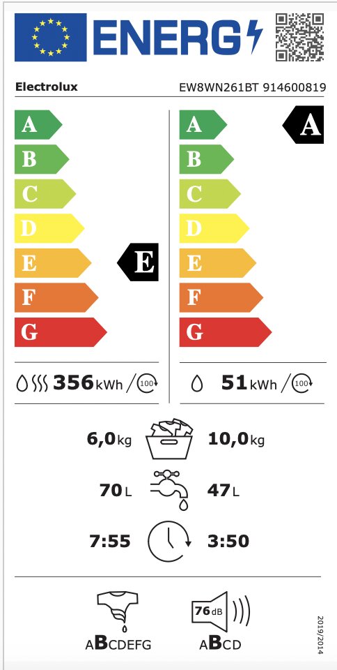 Electrolux EW8WN261B цена и информация | Skalbimo mašinos | pigu.lt