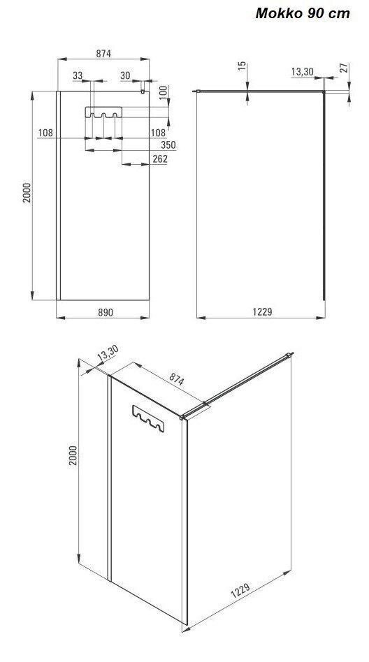 Walk-In dušo kabina Deante Mokko Nero, 90,100 x 200 cm kaina ir informacija | Dušo durys ir sienelės | pigu.lt