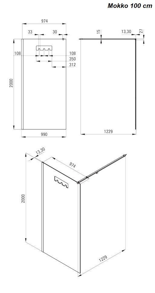 Walk-In dušo kabina Deante Mokko Nero, 90,100 x 200 cm kaina ir informacija | Dušo durys ir sienelės | pigu.lt