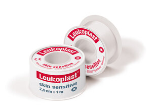 Leukoplast Skin Sensitive silikonu dengtas medicininis pleistras plastikinėje ritėje, 2.5cmx1m N1 цена и информация | Первая помощь | pigu.lt