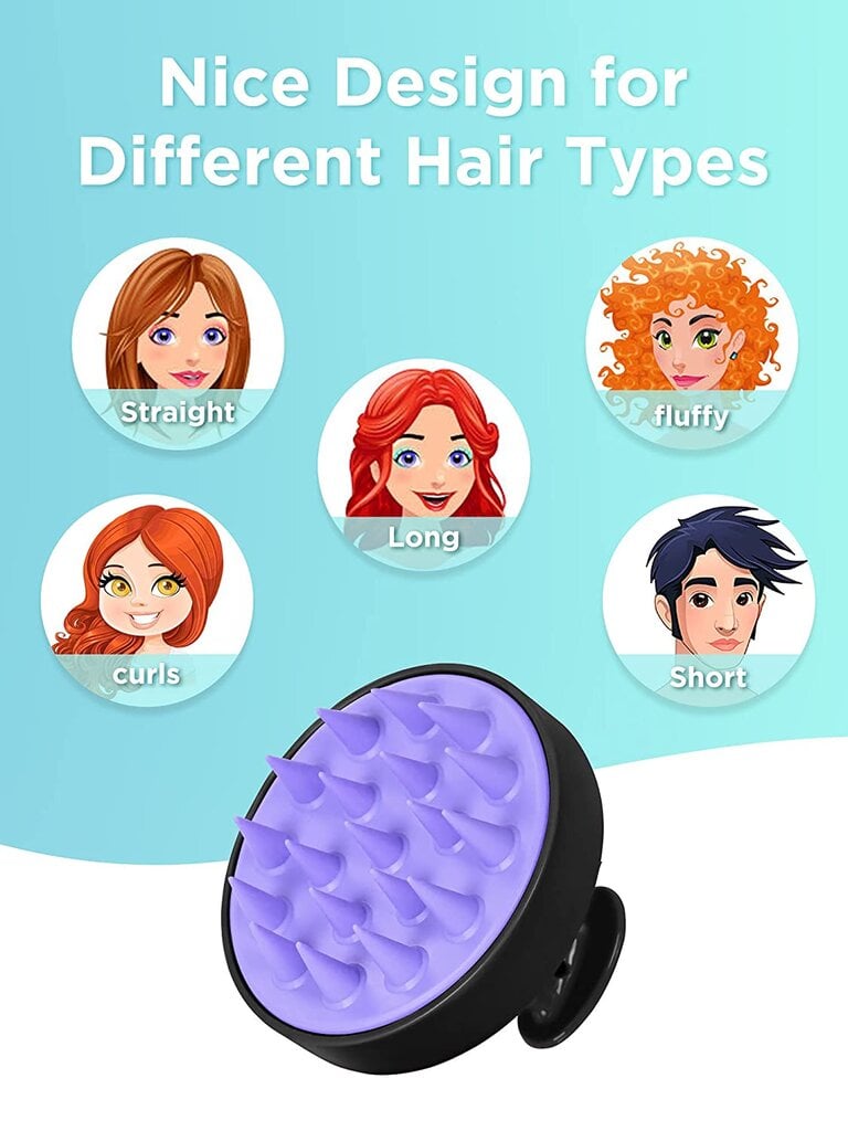 Silikoninis plaukų šepetys - galvos masažuoklis Amalfis, juodos spalvos kaina ir informacija | Šepečiai, šukos, žirklės | pigu.lt