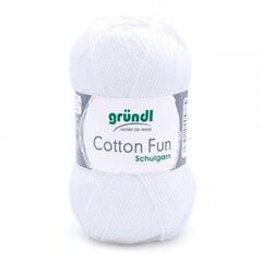 Siūlai GRÜNDL Cotton Fun 01, 50 g, 115 m. kaina ir informacija | Mezgimui | pigu.lt