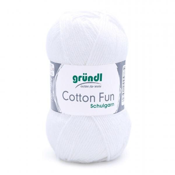 Siūlai GRÜNDL Cotton Fun 01, 50 g, 115 m. kaina ir informacija | Mezgimui | pigu.lt