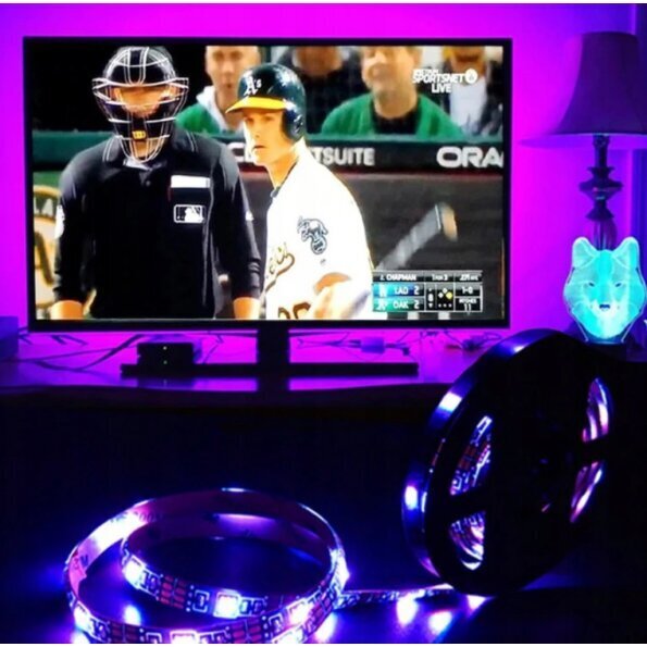 RGB LED juosta 2 m, TV apšvietimui su pultu ir USB kaina ir informacija | LED juostos | pigu.lt