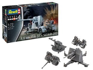 Сборная модель для склеивания Revell - 8.8 см Flak 37 + Sd.Anh.202, 1/72, 03325 цена и информация | Конструкторы и кубики | pigu.lt