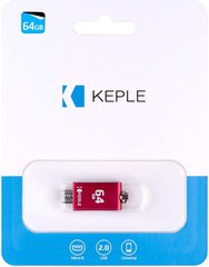 KEPLE 64 ГБ flash память с двойным портом USB и USB типа C, красный цена и информация | USB накопители | pigu.lt