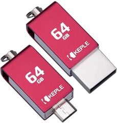KEPLE 64 ГБ flash память с двойным портом USB и microUSB, черный цена и информация | USB накопители | pigu.lt